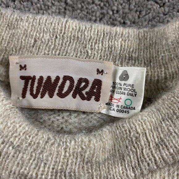 Vintage Tundra Canada Sweater Unisex Medium Women's Fair Isle Wool Beige Pink - Picture 4 of 7